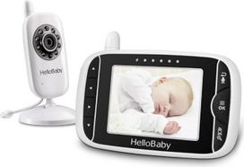 "HelloBaby" kūdikių telefonas su kamera, HB32 3,2 colių skaitmeninis belaidis TFT LCD ekranas, vaizdo monitorius su skaitmenine kamera, naktinio matymo funkcija, temperatūros stebėjimo funkcija ir dvipusio pokalbio sistema (baltas)