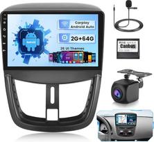 "Hikity" 2G + 64G "Android 15" automobilinis radijas "Peugeot 207 2006-2015" su 9 colių jutikliniu ekranu, 2 DIN stereo su belaidžiu "Carplay", "Android Car", FM/RDS radiju, BT, GPS, "WiFi" + atbulinės eigos kamera + mikrofonas