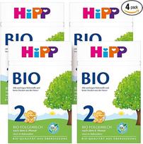 "HiPP 2" ekologiškas tęstinis pienas (4 x 600 g), po 6 mėnesio, su omega-3 (DHA, ALA), kalciu ir švelniu ekologišku krakmolu, geriausios ekologiškos kokybės.
