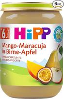 "Hipp Fruits", mango pasiflorų vaisiai kriaušės obuolyje, 6 vnt. (6 x 190 g) - ekologiški