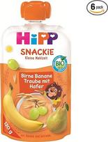 "HiPP Organic Snackie Pear Banana Grape with Oats - Leo Lion" (6 x 120 g), suteikia energijos sportui ir fiziniams pratimams, nuo 1 metų, veganiškas, geriausios ekologiškos kokybės