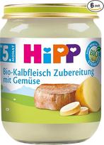 "Hipp" mėsos pusgaminiai, veršienos pusgaminiai su daržovėmis, 6 vnt. (6 x 125 g)