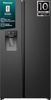 "Hisense RS5P528STFE" šaldytuvas-šaldiklis / Laisvai pastatomas / 528L / 40dB / E energinio naudingumo klasė / Ledo ir vandens dozatorius / Visiškai be šerkšno / "SuperCool" / "Big Box" / Temperatūros jutiklis / XXL durų skyrius / Plotis x aukštis x gylis