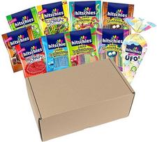 "Hitschies" dovanų dėžutė Vegan Box - saldainių dėžutė su 10 "Hitschies" - vaisių ir skanių užkandžių pramoga - supakuota - dėžutės matmenys: 31 x 18 x 13 cm