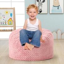 "Hobestluk Bean Bag" 70 cm atminties putų krepšys su Chevron pliušiniu kailio užvalkalu, mažas pupų krepšys žaidimų kambariui, svetainei, miegamajam, rožinis