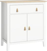 "HOMCOM Sideboard" moderni spintelė su stalčiais, reguliuojama lentyna ir PU rankenomis, skirta svetainei, valgomajam, virtuvei, balta