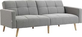 "HOMCOM" sofa-lova "2 viename" 205 x 88 cm, sofa su lovos funkcija, sofos lininė išvaizda, reguliuojamas atlošas, skirta svetainei, miegamajam, pilka