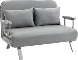 "HOMCOM" sofa-lova "3 viename" 185 x 105 cm sofa-lova su 5 lygių reguliuojamu atlošu, metamąja pagalvėle, dvivietė sofa su miego funkcija, aksomo išvaizda, šezlongas svetainei, miegamajam, šviesiai pilka