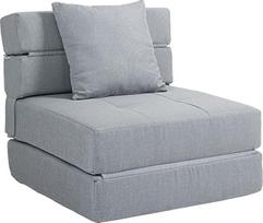 "HOMCOM" sulankstomas miegamasis krėslas, sofa-lova, "2-in-1" sulankstomas krėslas su lovos funkcija, atlošiama kėdė su pagalvėle, svečių lova svetainei, miegamajam, maksimali apkrova 120 kg, šviesiai pilka