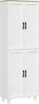 "HOMCOM" virtuvės spintelė "Buffet Cupboard" modernaus stiliaus baldai su 4 durimis ir reguliuojamomis lentynomis 60 x 30 x 170,5 cm balta