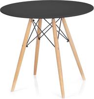 "Homede Tebe" valgomojo kambario stalas 80 cm skersmens MDF medienos apvalus juodas