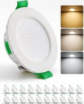 "HOMEOW" 20 LED įleidžiamų prožektorių rinkinys, 230 V, 68-80 mm skylės dydis, 5 W LED prožektoriai, 230 V, šilta balta, neutrali balta, šalta balta, įleidžiami lubų prožektoriai, itin plokšti, IP44, skirti vonios kambariui