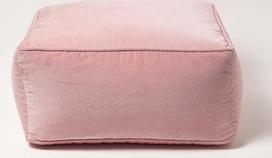 "Homescapes Pouf Velvet Pink" 60 x 60 x 27 cm Kvadratinis pupelių maišas Grindų pagalvėlė Medvilninis aksomas