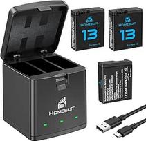 "Homesuit Hero 13" 2100 mAh akumuliatorius ir LED 3 kanalų USB įkroviklis, skirtas "GoPro Hero 13 Black Enduro" įkraunamam akumuliatoriui su C tipo jungtimi (3 vnt.)