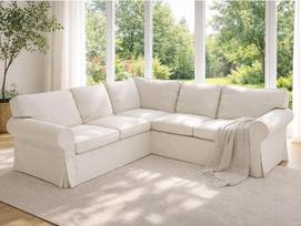 "HomeTown Market" "Heavy Duty Corner Sofa Cover" užvalkalas, suderinamas tik su IKEA Ektorp 2+2 sekcijų sofos užvalkalu. Sofa neįtraukta (poliesterio smėlio spalvos 2+2 sekcijų sofa)