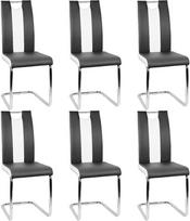 "Homewell" valgomojo kambario kėdės, 6 kėdžių rinkinys, U formos ergonomiškas atlošas, plieninis rėmas, aukštos kokybės PU oda su sustiprinta kempine, moderni konsolinė virtuvės kėdė (6, juoda)