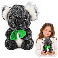 Pliušinis žaislas koala su žaliu šaliku, pilkas, 22 cm