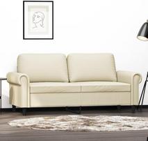 "Homgoday" dvivietė sofa, svetainės sofa, moderni dvivietė sofa, svečių sofa, miegamojo sofa, poilsio sofa, svetainės baldai, sofa svetainei, miegamajam, biurui, kreminė, 140 cm, dirbtinė oda