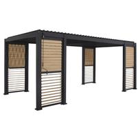 Sodo pavėsinė MIRADOR-111 su lameliniu stogu ir sienelėmis, tamsiai pilka, 301,3 × 601,4 × 250,8 cm