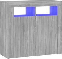"Homgoday" Spinta su LED apšvietimu, moderni spintelė "Buffet", vidaus baldai, namų organizatorius, saugykla, spintelė miegamajame, svetainėje ir virtuvėje, "Grey Sonoma", 80 x 35 x 75 cm