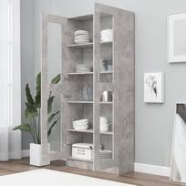 "Homgoday" stiklinė vitrina gyvenamajam kambariui "Sideboard" virtuvės biuro dokumentų spinta su 5 lentynomis 2 stiklinėmis durelėmis 82,5 x 30,5 x 185,5 cm betoninė pilka