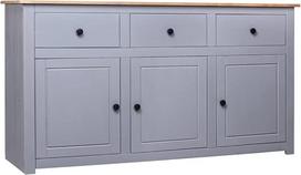 "Hommdiy Sideboard" virtuvės spintelė su 3 stalčiais ir 3 durimis "Buffet Cabinet" spintelė iš medžio masyvo Panamos pušies meksikietiško stiliaus kaimo namų stilius, pilka