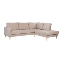 Kampinė sofa, dešininė, smėlinė, 252 × 91/205 × 68/90 cm