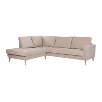 Kampinė sofa, kairinė, smėlio spalvos, 252 × 205/91 × 68/90 cm