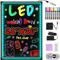 "Hosim" LED piešimo lenta 50 cm x 70 cm Šviečianti LED rašymo lenta su nuotolinio valdymo pulteliu ir 8 neoniniais rašikliais "pasidaryk pats" dizaino šviesos lenta su 7 spalvų mirksinčia mada kavinei, barui, restoranui, vestuvėms