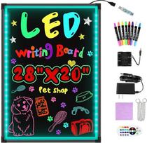 "Hosim" LED reklaminė lenta 50 cm x 70 cm Šviečianti LED rašymo lenta su nuotolinio valdymo pulteliu ir 8 neoniniais rašikliais "pasidaryk pats" dizaino švieslentė su 7 spalvų mirksinčia mada kavinei, barui, restoranui, vestuvėms