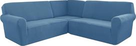 "Housse de Canapé", tamsiai mėlynas L formos sofos užvalkalas, 3 dalių sofos užvalkalų rinkinys 5 sėdimoms vietoms, "Dusoof Slipcovers" užvalkalai svetainei (mėlyna)