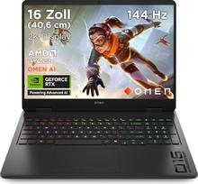 "HP Omen" žaidimų nešiojamasis kompiuteris, 16 colių 2K WUXGA ekranas, 1920 x 1200, 16:10, 144 Hz, "AMD Ryzen 9 8940HX", "NVIDIA GeForce RTX 5060" (8GB), 16GB RAM, 1 TB SSD, "Win 11", 4 zonų RGB QWERTZ, "Wi-Fi 6", šešėlių juodos spalvos
