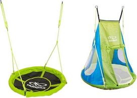 "HUDORA Nest Swing 110 cm" - supynės kūdikiams/vaikams lauke ir viduje - 100 kg keliamoji galia - žalios spalvos - 72156 ir palapinė supynėms "Nest Swing 110 cm", 120 cm "Cosy Castle" - sodo supynės, 72155, Lemon