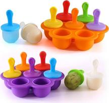 "Ice Lolly" formos, silikoninės ledo formos, 2 ledo formelės "Popsicle" su plastikinėmis lazdelėmis, ledo formos vaikams, mažos ledo talpyklos, ledo formos "Ice Lolly" ledų formelėms (violetinė ir oranžinė)