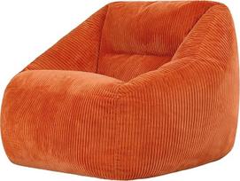 "Icon Natalia Bean Bag" kėdė suaugusiesiems, oranžinė, pūkuotas velvetinis audinys, milžiniškas pupelių maišas su užpildu, pupelių maišo kėdė, patogus fotelis svetainei, poilsio kambariui, miegamajam, biurui