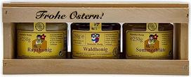 "Imkerei Beck" - vokiškas medus dovanų rinkinyje / grynas bičių medus / dovanų rinkinys "Frohe Ostern" (3 x 250g)