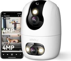 "Imou" 4 MP dviejų kamerų patalpų stebėjimo kamera su asmens ir augintinio aptikimo funkcija, 2,4 GHz/5 GHz "WiFi", 360° PTZ WLAN patalpų stebėjimo kamera, spalvotas naktinis matymas, automobilio sekimas, dvipusis garsas, sirena, iškvietimas vienu prisili