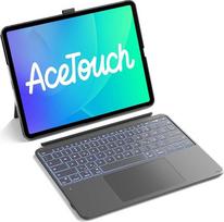 "Inateck AceTouch" klaviatūros dėklas "iPad Air" 13 colių (2026/2025/2024, M4/M3/M2), klaviatūra "iPad Pro" 12,9 colių, 6 colių didelis takelis, nuimamas, QWERTZ, 7 spalvų apšvietimas, su rašiklio laikikliu, AceTouch