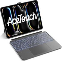 "Inateck AceTouch" klaviatūros dėklas, suderinamas su "iPad Pro 13 2025/2024" (M5/M4), 6,0 colių didelis manipuliatorius, nuimamas, QWERTZ, 7 spalvų apšvietimas
