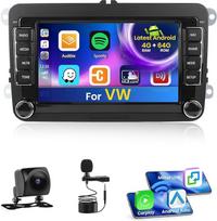 "Inefala Android 15" automobilinis radijas, skirtas "VW Golf 5", "Golf 6", "Skoda Polo Passat", "Tiguan Touran 4+64G" su belaidžiu "CarPlay", "Android" automobiliui, 7 colių ekranas, FM, RDS, 32EQ, GPS, "Bluetooth", "WiFi", atbulinės eigos kamera
