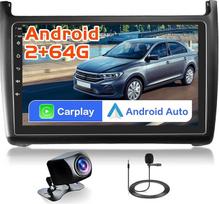 "Inefala" 2G/64G "VW Polo" 2009-2016 m. automobilinis radijas "Android 15" su belaidžiu "Carplay" ir "Android Car", 9 colių "Android" GPS su FM RDS WiFi BT USB SWC Mic + atbulinės eigos kamera