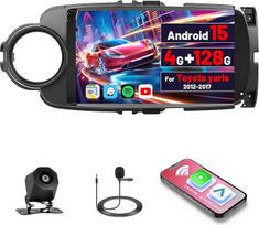"Inefala" 4G + 128G "Android 15" automobilinis radijas "Toyota Yaris" 2012-2017 m., belaidis "Carplay" ir "Android" automobilis, 9 colių jutiklinio ekrano radijas "Bluetooth" 2 DIN su navigacija GPS WiFi RDS/FM EQ SWC, mikrofonas