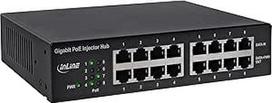 "InLine" 8 prievadų PoE + Gigabit Injector koncentratorius 8 x PoE + 19 colių kampas su Luefterlos