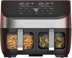"Instant Vortex Plus" dvigubas krepšys su "ClearCook" - 7,6 l skaitmeninė karšto oro keptuvė, nerūdijantis plienas, 8 išmaniosios programos "8-in-1" - kepimas, kepimas, skrudinimas, kepimas ant grotelių, dehidratacija, šildymas, XL talpa, 1700 W