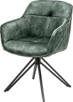 "Invicta Interior Euphoria Swivel Design Chair Green Velvet in Retro Style with Decorative Quilting Valgomojo kėdė