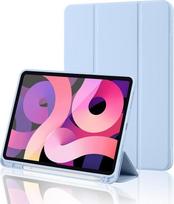 "iPad 11th Generation A16 2025" / "iPad 10th Generation 2022" (10,9/11 colių) dėklas su pieštuko laikikliu, trikampiu stovu, automatinio miego/budėjimo funkcija, lankstus TPU galinis apsauginis dėklas 11/10 Gen, šviesiai mėlynas