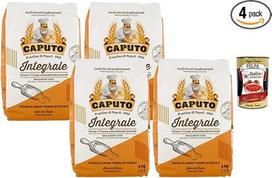"Italian Gourmet" viso grūdo kvietiniai miltai - 4 x 1 kg vertės pakuotė Viso grūdo kvietiniai miltai duonai, bandelėms, picai, focaccia, blynams ir kepimui (iš viso 4 kg) + "Italian Gourmet Polpa