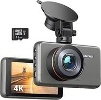"iZEEKER 4K" prietaisų kameros su nemokama 32GB "MicroSD" kortele, 2160P prietaisų kameros su kilpos įrašymu, G jutiklio automatiniu užrakinimu, parkavimo režimu, naktiniu matymu, WDR