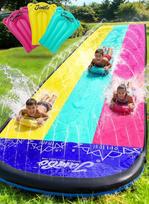 "Jambo Slip Splash and Slide" su 3 lentomis (Summer Vibes, 20 pėdų), tvirtas, itin ilgas vandens nusileidimo kalnelis, vandens žaislas, skirtas naudoti lauke