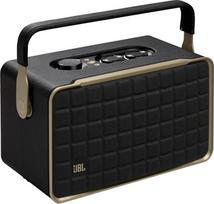 "JBL Authentics 300" nešiojamasis išmanusis namų garsiakalbis - 70-ųjų retro dizaino "Bluetooth" dėžutė - su "Google Assistant", "Alexa", "AirPlay" ir "JBL One" programėle - juoda, JK kištukas (G tipo)